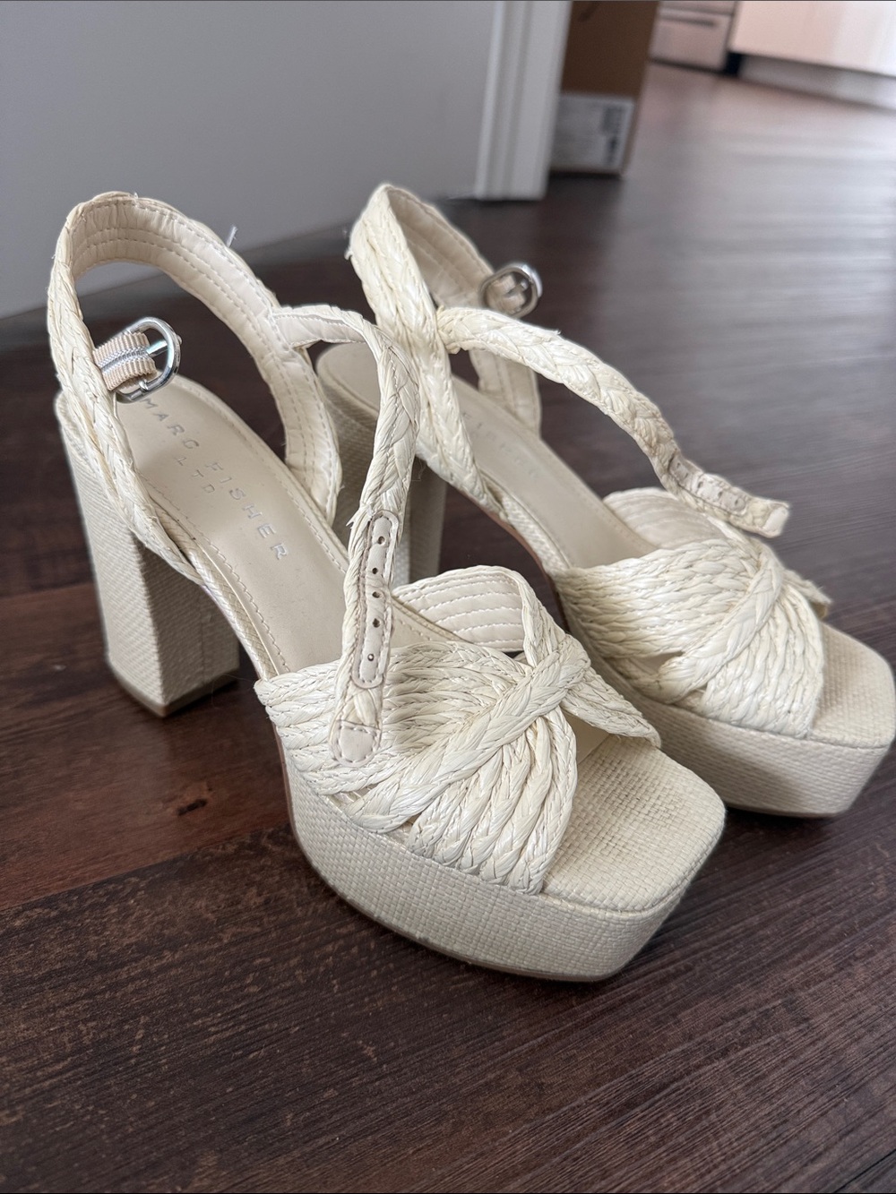 Marc Fisher Cream Braided Platform Heels
